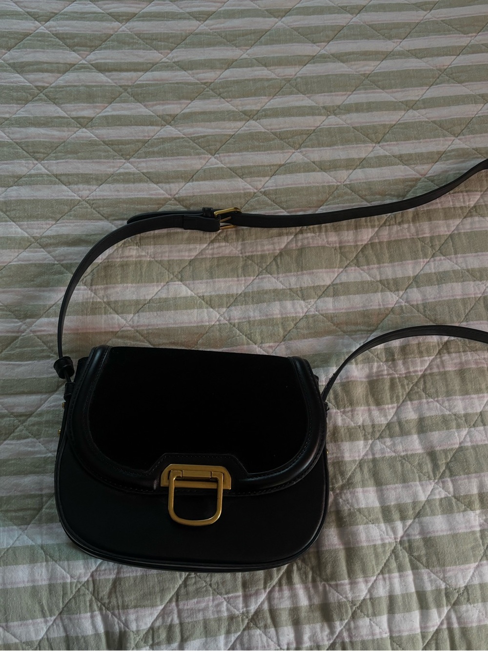 Mango Black Crossbody Bag with Gold Hardware
